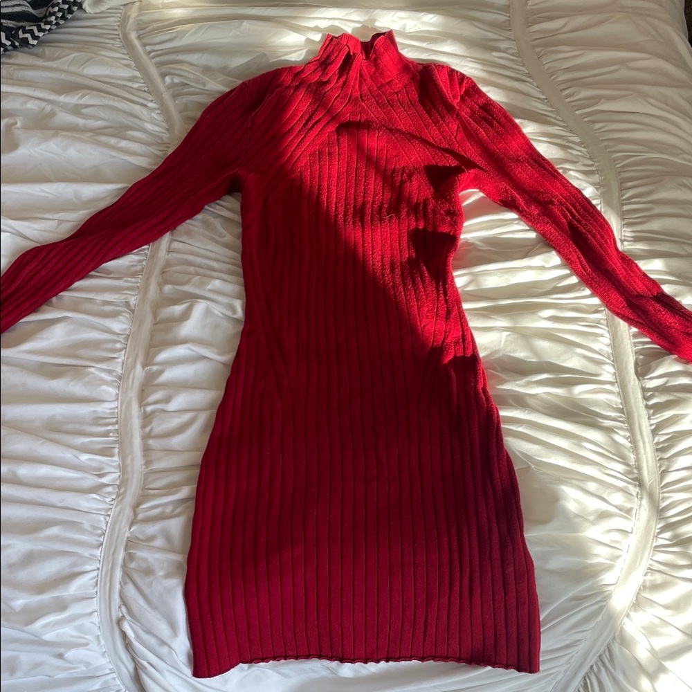 Abercrombie & Fitch Vibrant Red Long Sleeve Dress